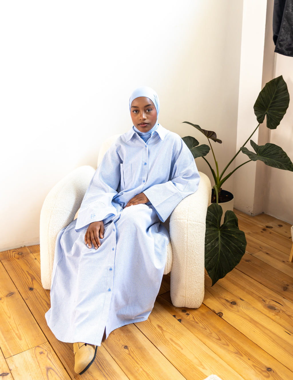 ROBE CHEMISE CASUAL - BLEU