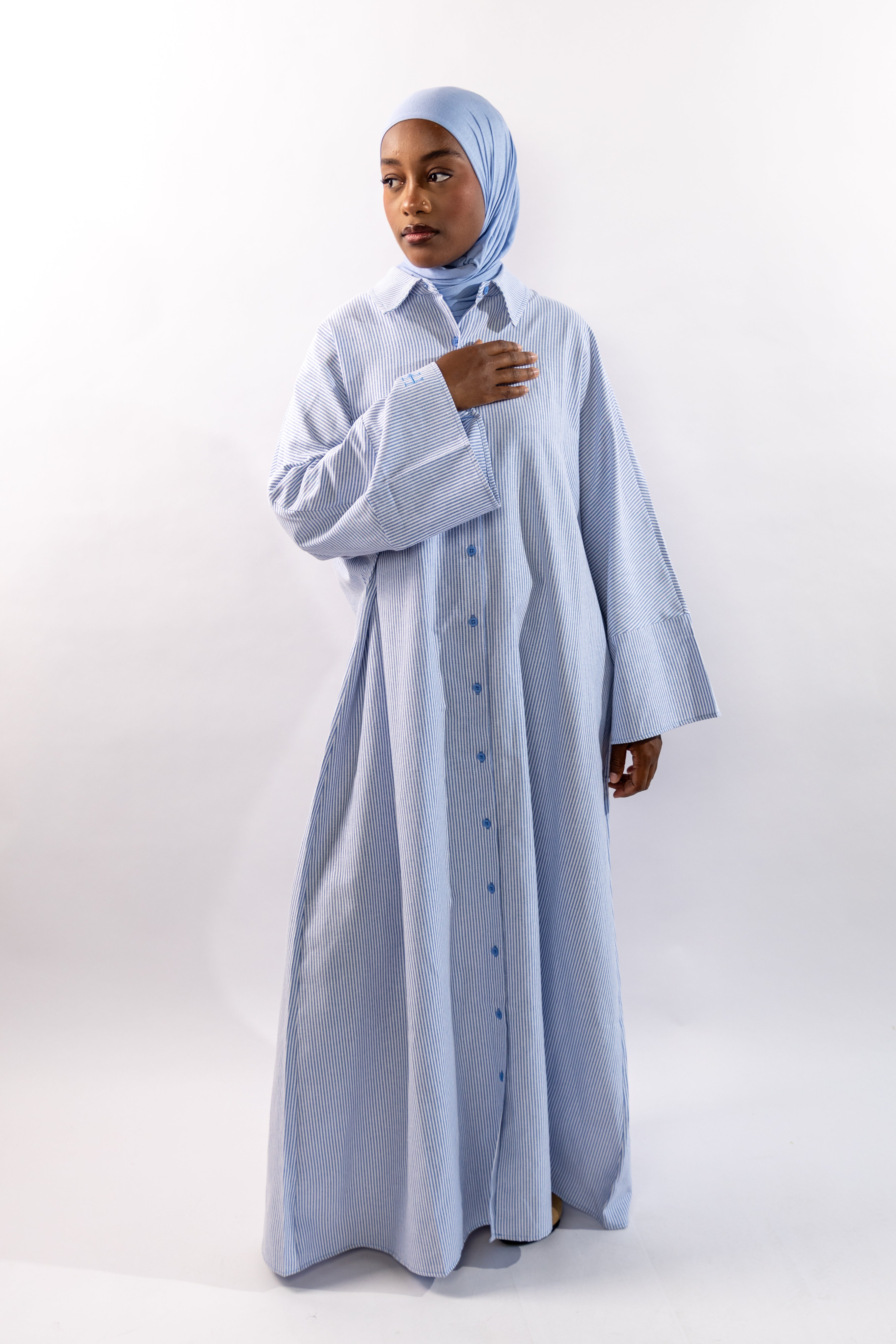 ROBE CHEMISE CASUAL - BLEU