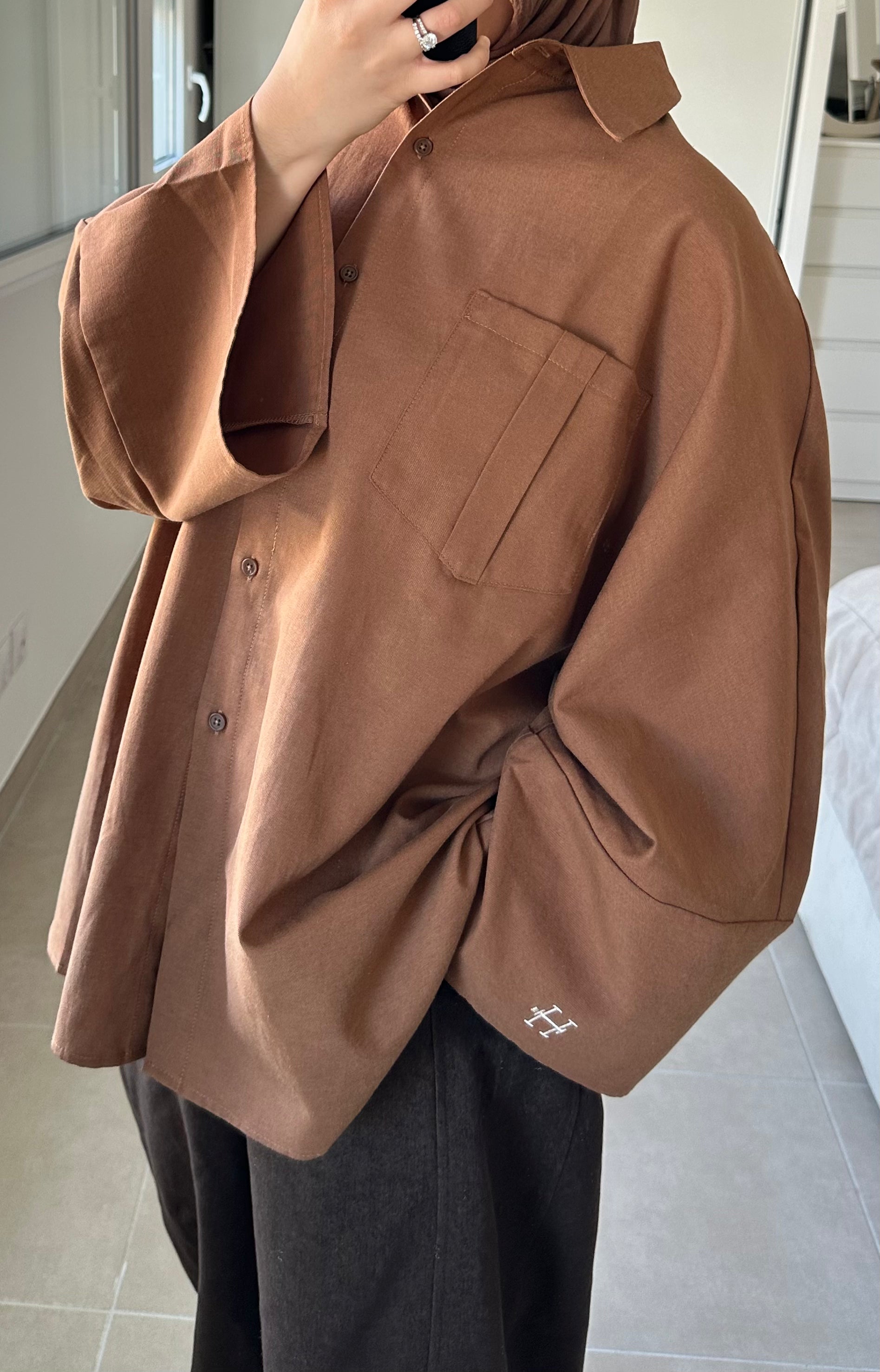 CHEMISE CASUAL - MARRON